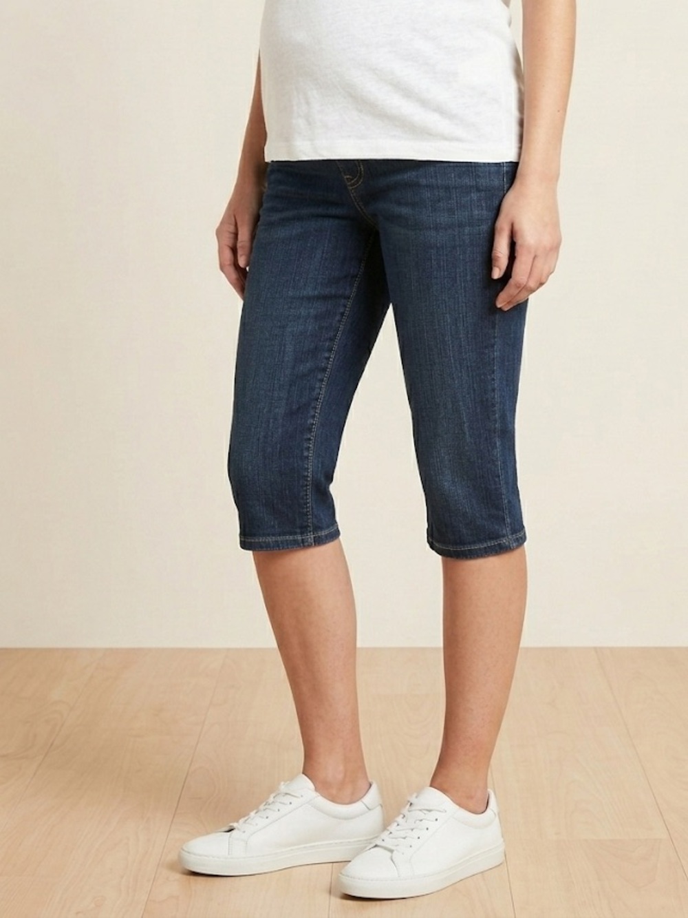 Old Navy Maternity Blue Indigo Capri Crop Jeans Demi Panel